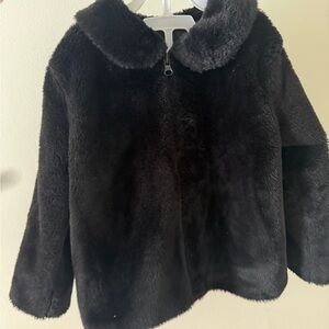 Wonder Nation Black Faux Fur Kids Jacket